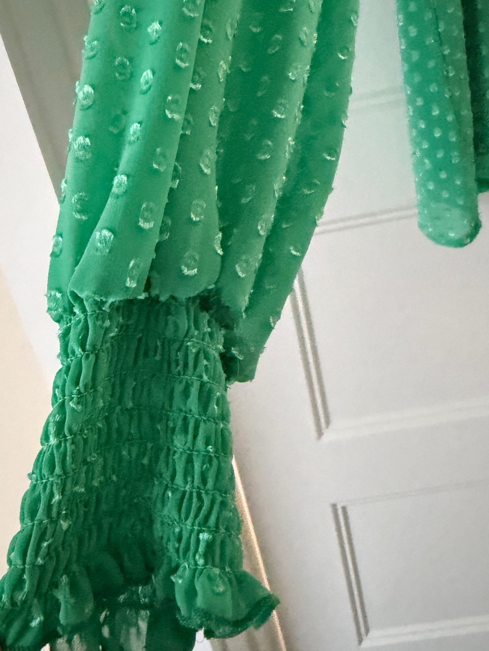 Dora Landa Green Textured Dot Chiffon Blouse - Picture 5 of 6